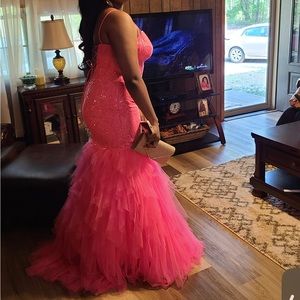 Hot Pink mermaid prom dress size 10